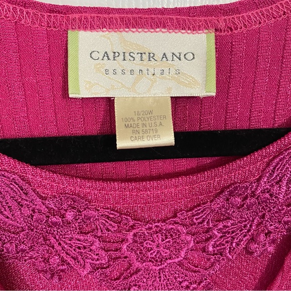 Capistrano Essentials 18/20W Fuchsia Pink Ribbed Sweater Knit Cardigan 2FER Top - Picture 2 of 12